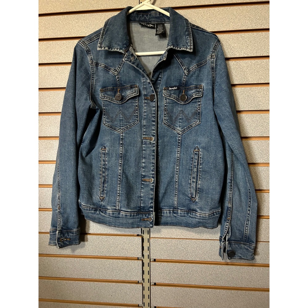 Wrangler Retro Womens Medium Wash Blue Denim Western Trucker Jacket LWJ701D M